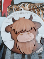 Mooey Christmas Highland Cow Ornament