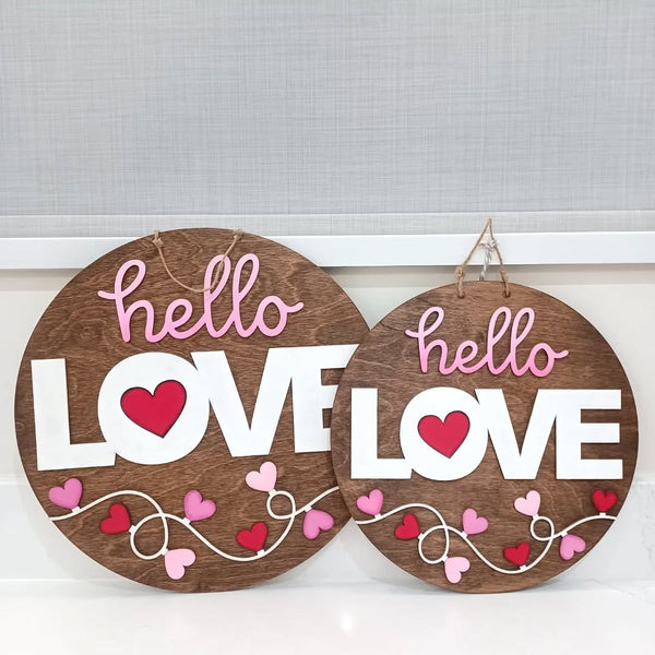 Hello Love Wood Sign